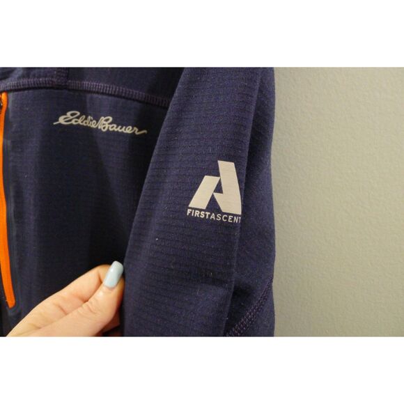 Eddie Bauer First Ascent Men's High Route Grid Fleece Full Zip Navy/Orange M - Picture 5 of 7